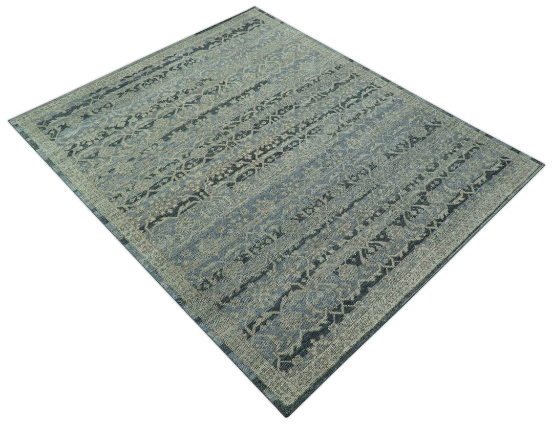 Custom Made Traditional Turkish Gray And Charcoal Hand Knotted Wool Rug - The Rug Decor