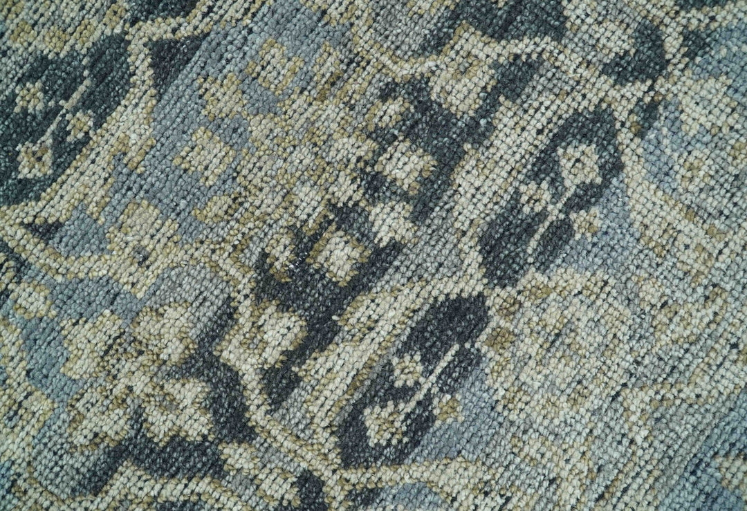 Custom Made Traditional Turkish Gray And Charcoal Hand Knotted Wool Rug - The Rug Decor