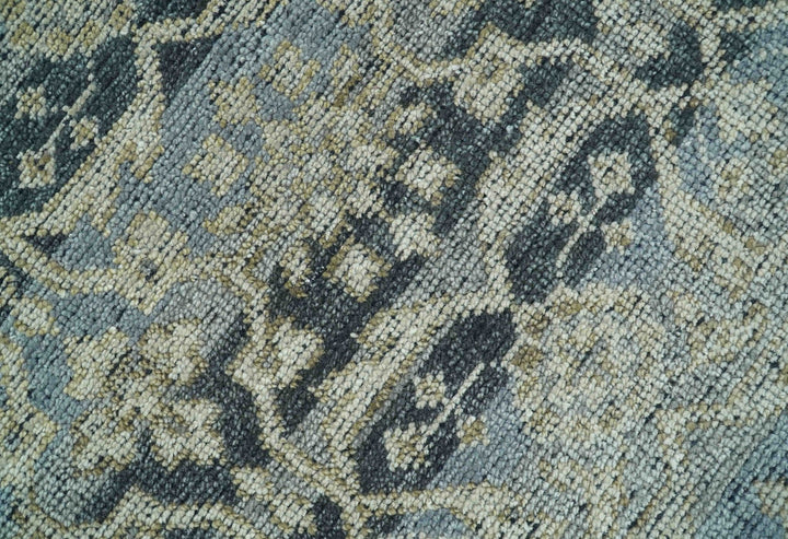 Custom Made Traditional Turkish Gray And Charcoal Hand Knotted Wool Rug - The Rug Decor