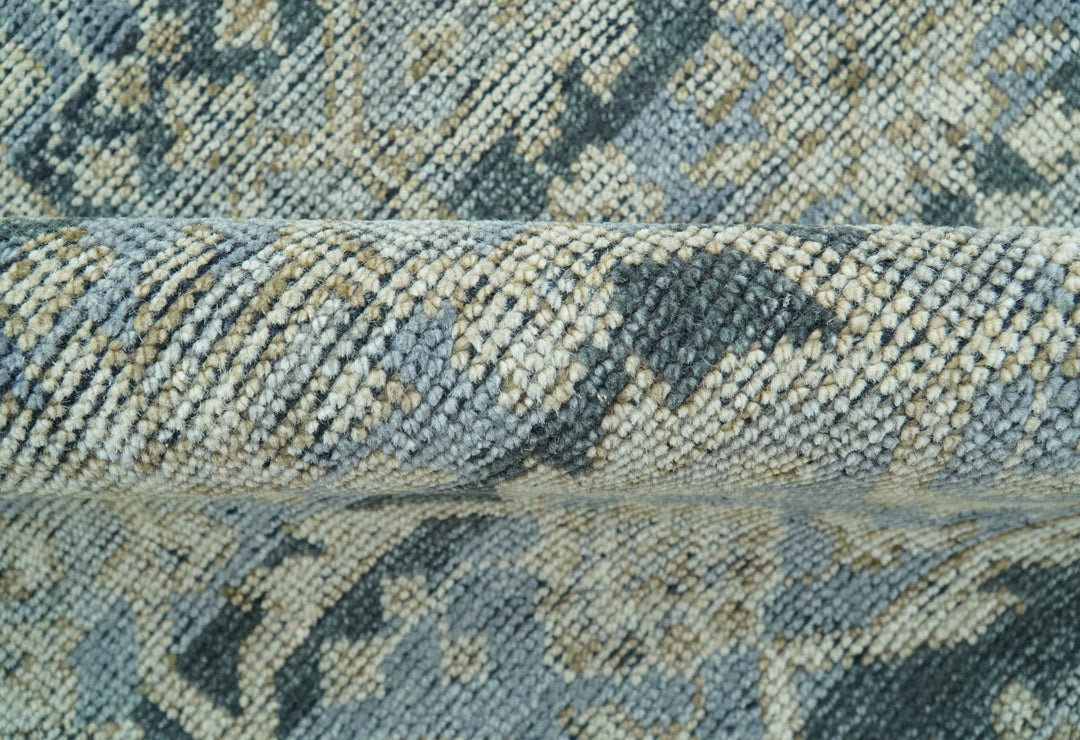 Custom Made Traditional Turkish Gray And Charcoal Hand Knotted Wool Rug - The Rug Decor