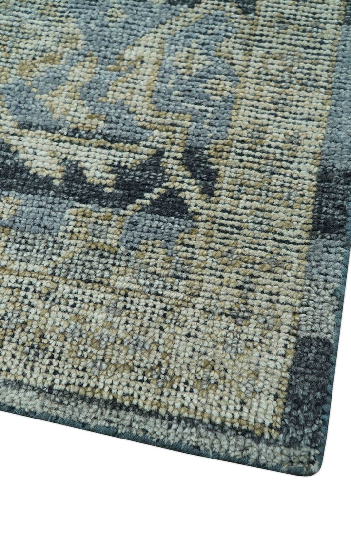 Custom Made Traditional Turkish Gray And Charcoal Hand Knotted Wool Rug - The Rug Decor