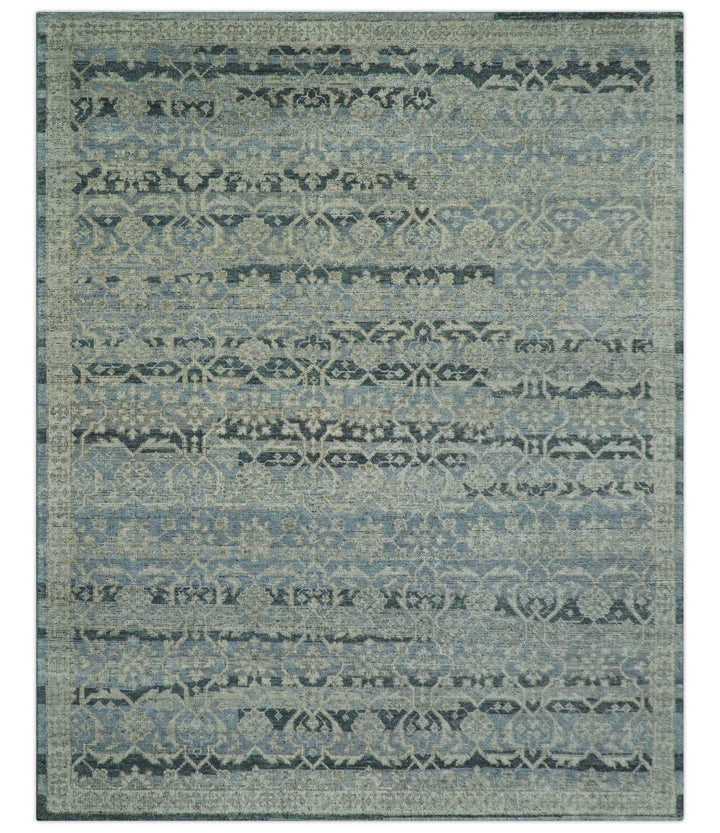 Custom Made Traditional Turkish Gray And Charcoal Hand Knotted Wool Rug - The Rug Decor