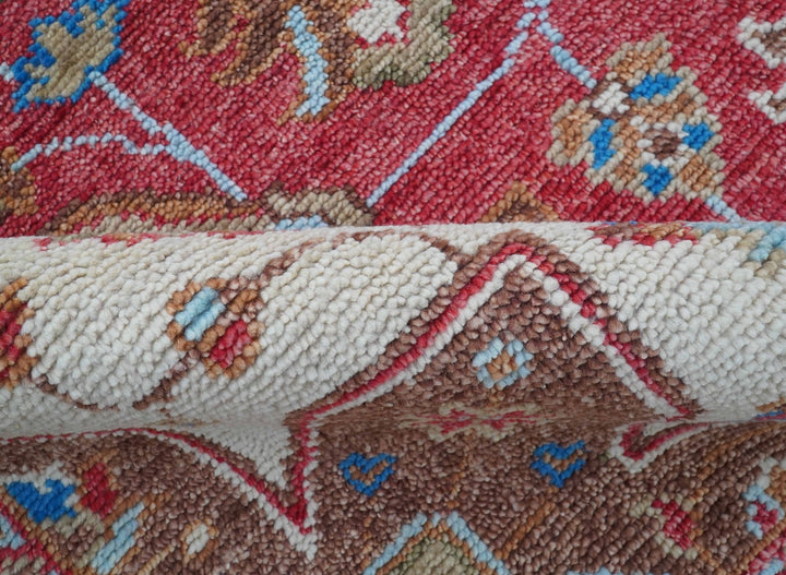 Custom Made Traditional Turkish Red And Brown Hand Knotted Wool Rug - The Rug Decor