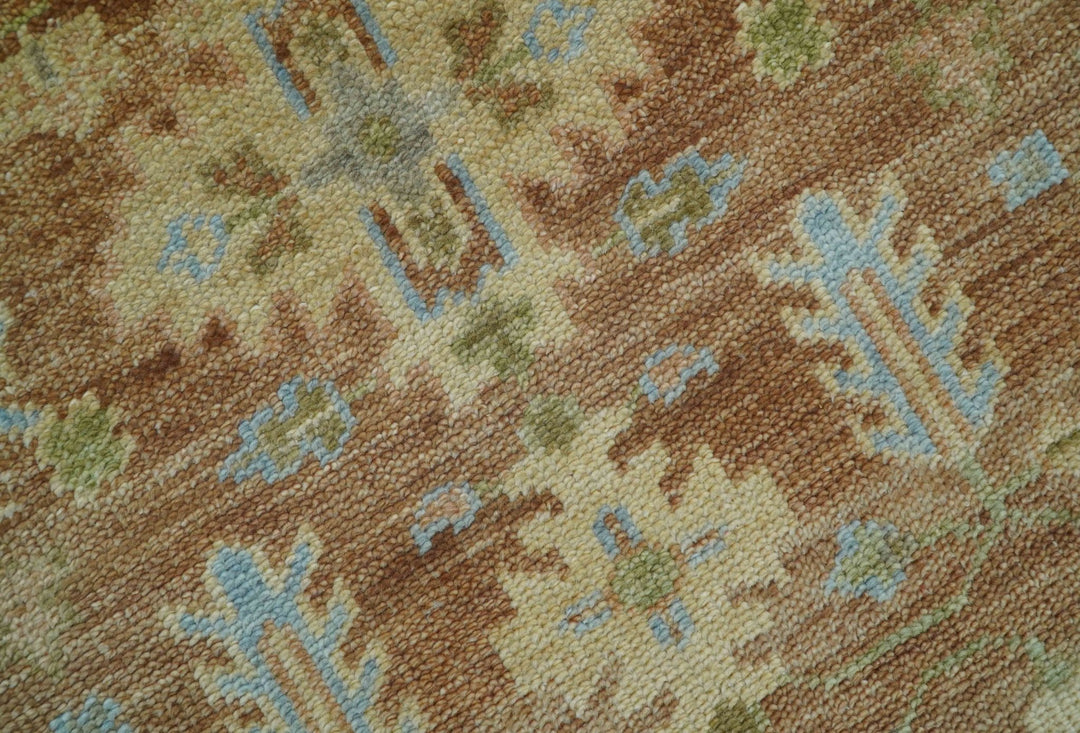 Custom Made Traditional Turkish Rust And Peach Hand Knotted Wool Area Rug - The Rug Decor