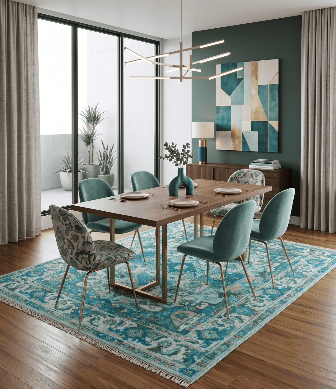 Custom Made Transitional Aqua and Ivory Hand Knotted Antique Style Traditional Wool Rug - The Rug Decor