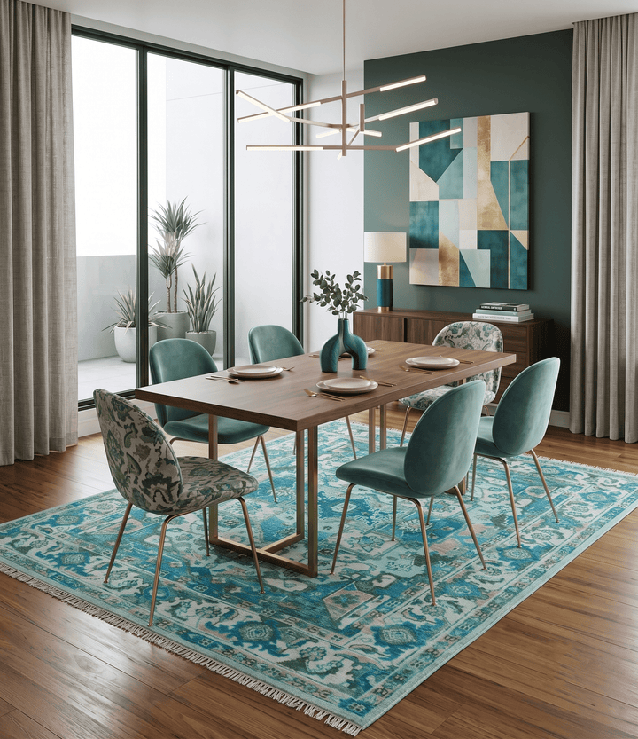Custom Made Transitional Aqua and Ivory Hand Knotted Antique Style Traditional Wool Rug - The Rug Decor