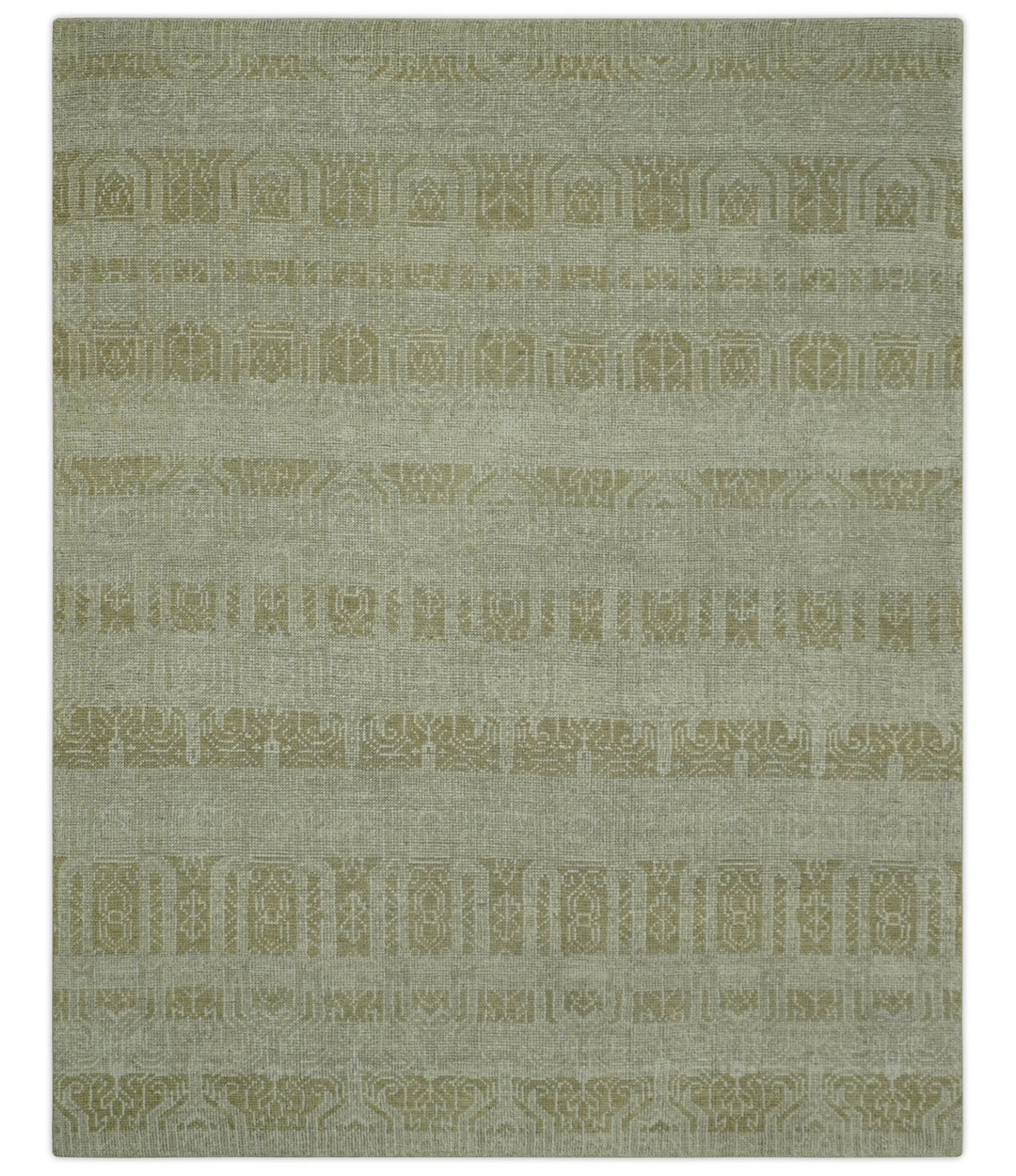 Custom Made Transitional Design Beige Hand Knotted Wool Area Rug - The Rug Decor