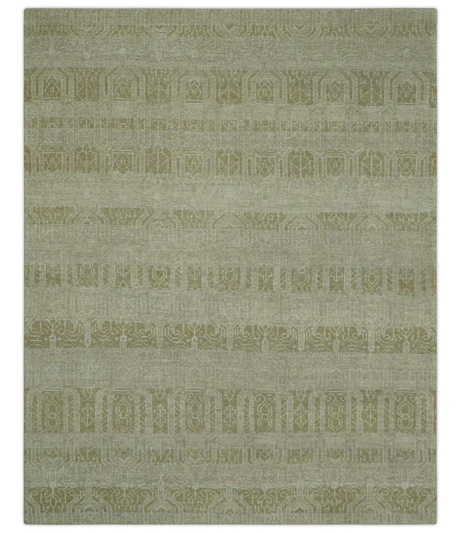 Custom Made Transitional Design Beige Hand Knotted Wool Area Rug - The Rug Decor