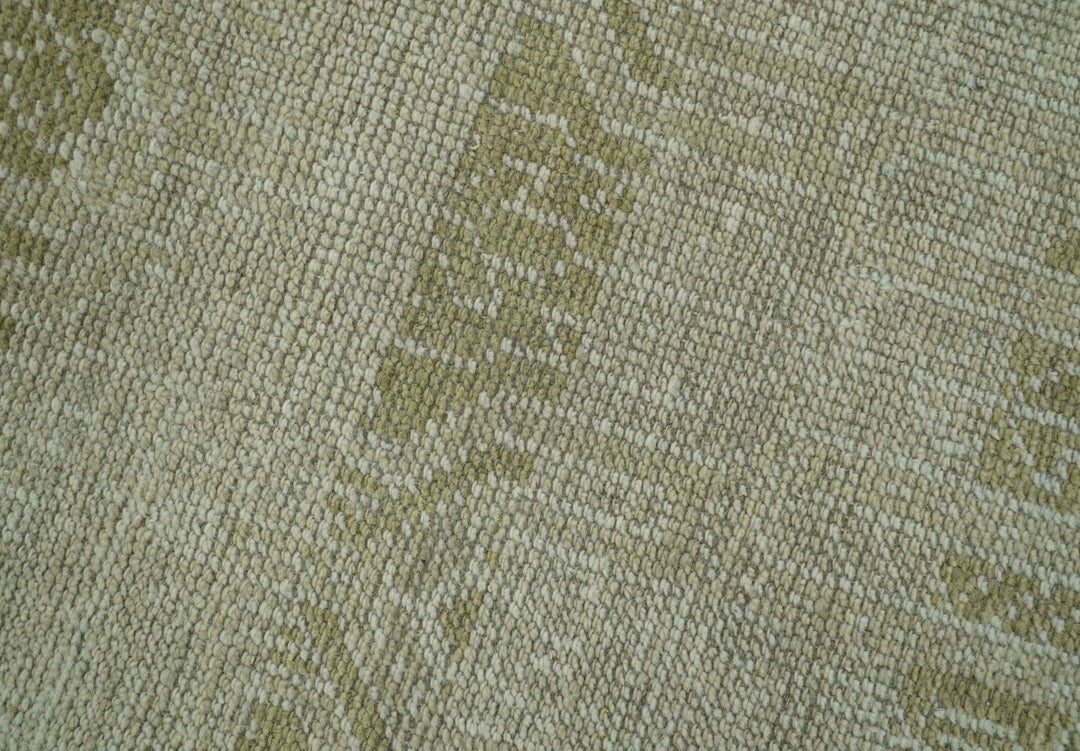 Custom Made Transitional Design Beige Hand Knotted Wool Area Rug - The Rug Decor
