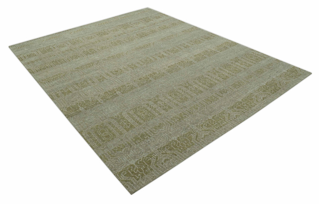 Custom Made Transitional Design Beige Hand Knotted Wool Area Rug - The Rug Decor