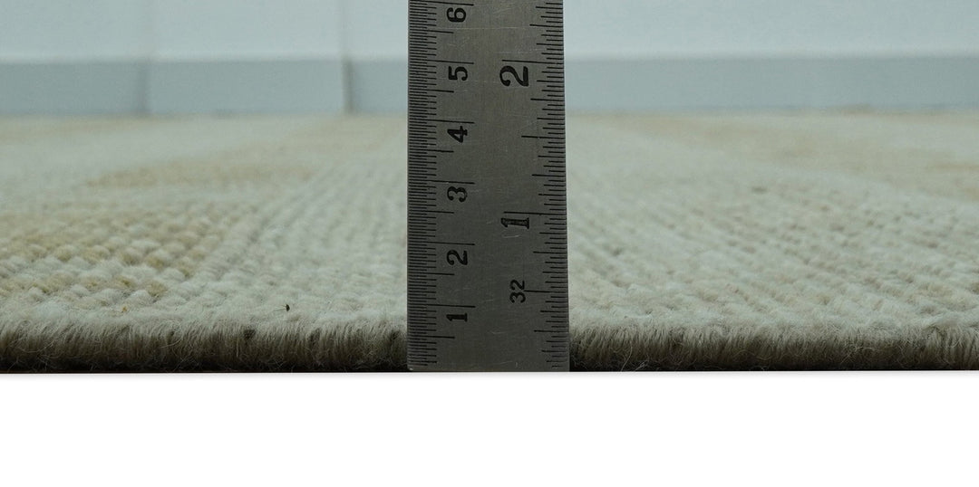 Custom Made Transitional Design Beige Hand Knotted Wool Area Rug - The Rug Decor