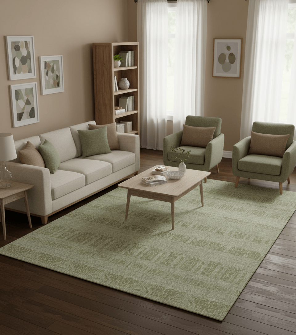 Custom Made Transitional Design Beige Hand Knotted Wool Area Rug - The Rug Decor