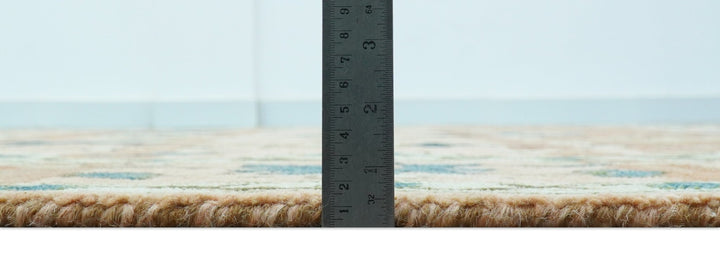 Custom Made Transitional Peach and Blue Hand Tufted Wool Area Rug - The Rug Decor