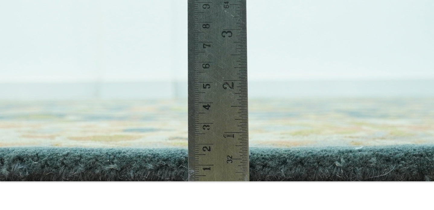 Custom Made Tree of Life Beige And Teal Floral Design Hand Tufted Wool Area Rug - The Rug Decor