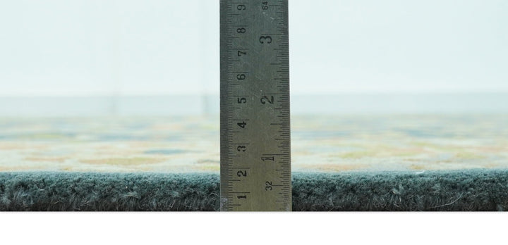 Custom Made Tree of Life Beige And Teal Floral Design Hand Tufted Wool Area Rug - The Rug Decor