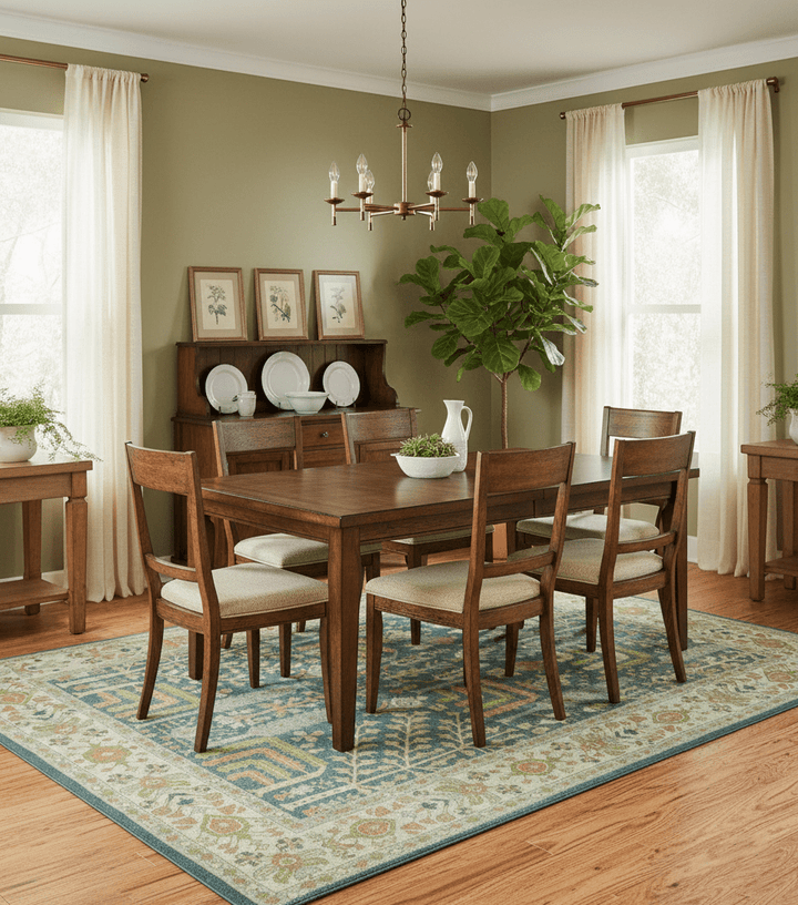 Custom Made Tree of Life Beige And Teal Floral Design Hand Tufted Wool Area Rug - The Rug Decor