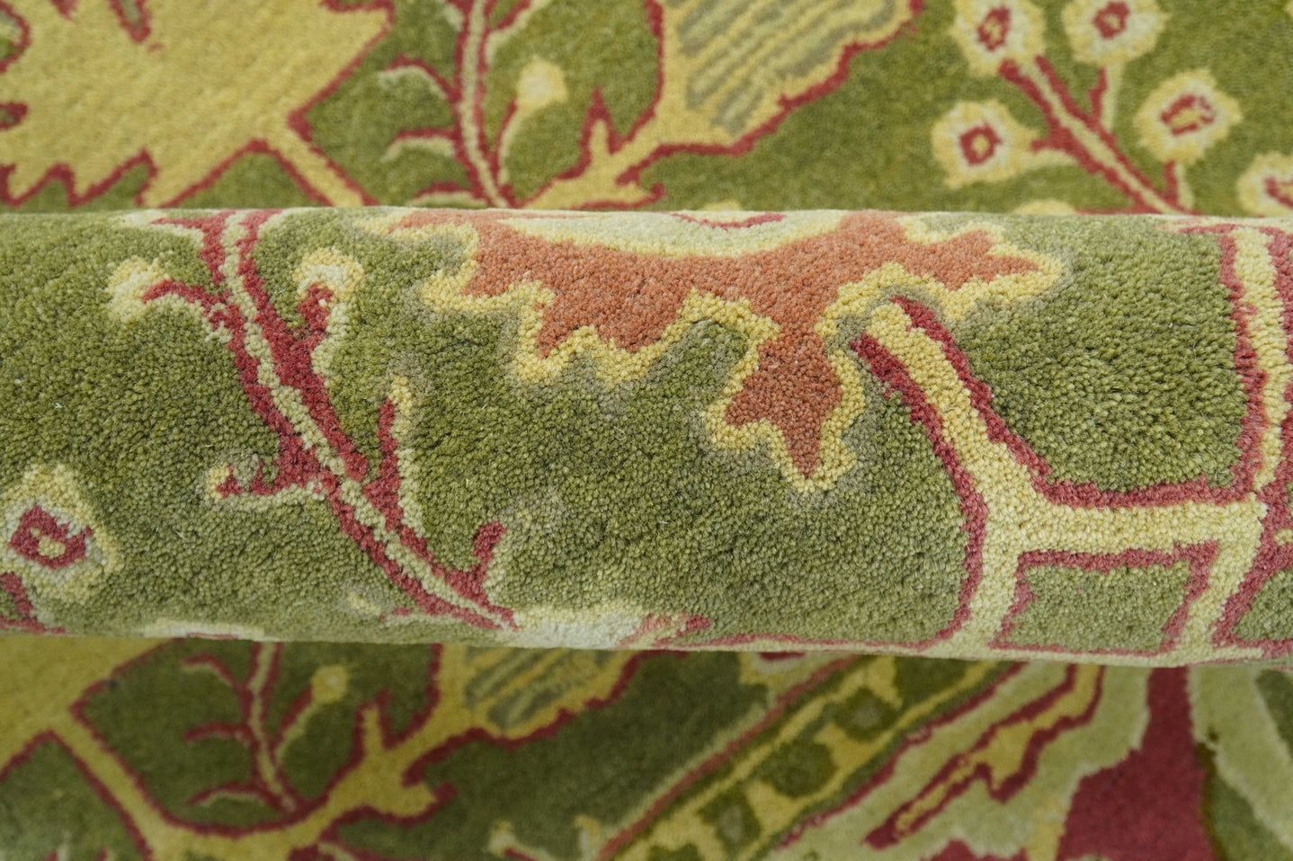 Custom Made Tree of life Green And Red Traditional Design Hand Tufted Wool Rug - The Rug Decor