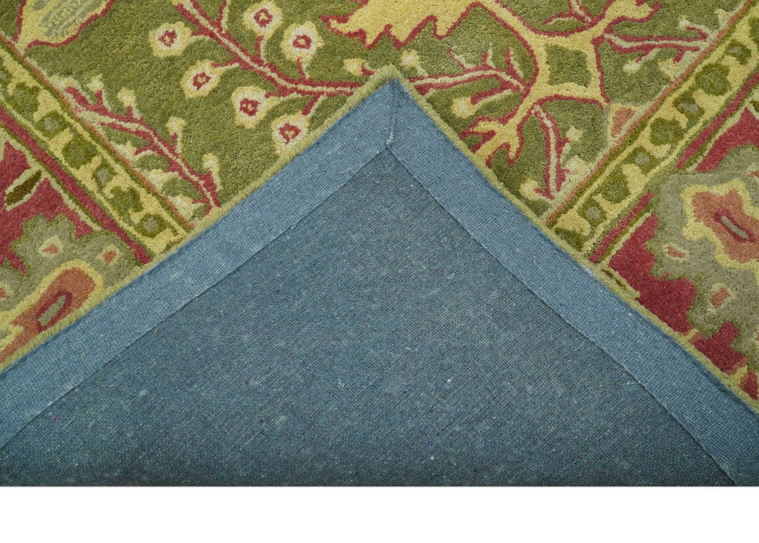 Custom Made Tree of life Green And Red Traditional Design Hand Tufted Wool Rug - The Rug Decor