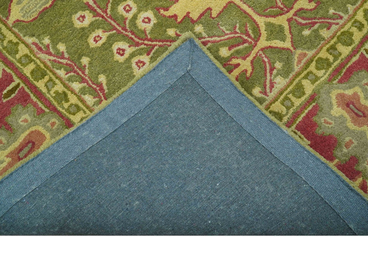 Custom Made Tree of life Green And Red Traditional Design Hand Tufted Wool Rug - The Rug Decor