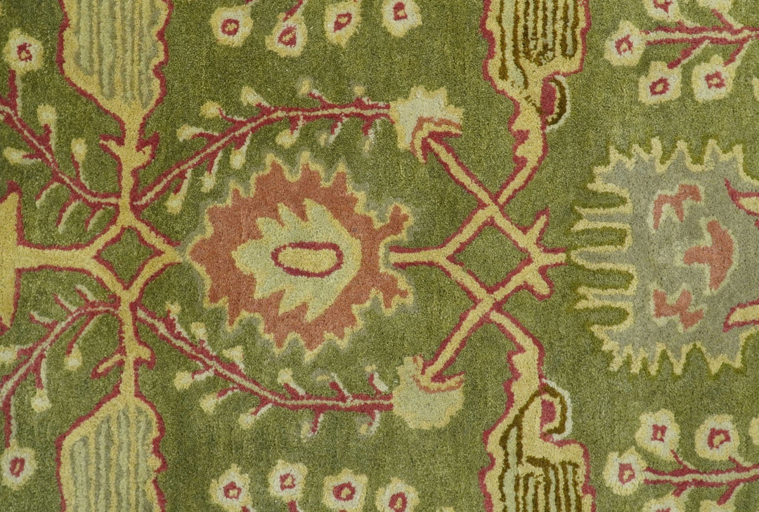 Custom Made Tree of life Green And Red Traditional Design Hand Tufted Wool Rug - The Rug Decor