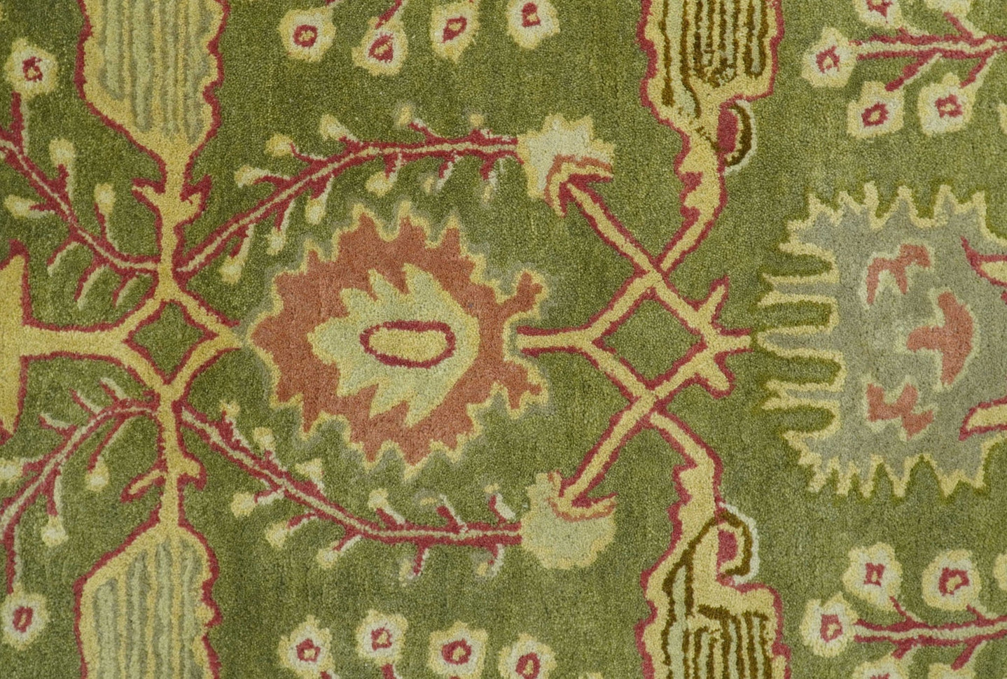 Custom Made Tree of life Green And Red Traditional Design Hand Tufted Wool Rug - The Rug Decor