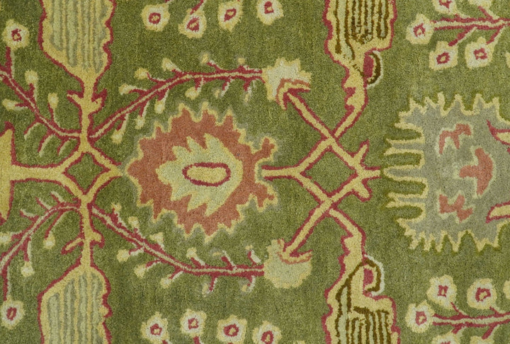 Custom Made Tree of life Green And Red Traditional Design Hand Tufted Wool Rug - The Rug Decor