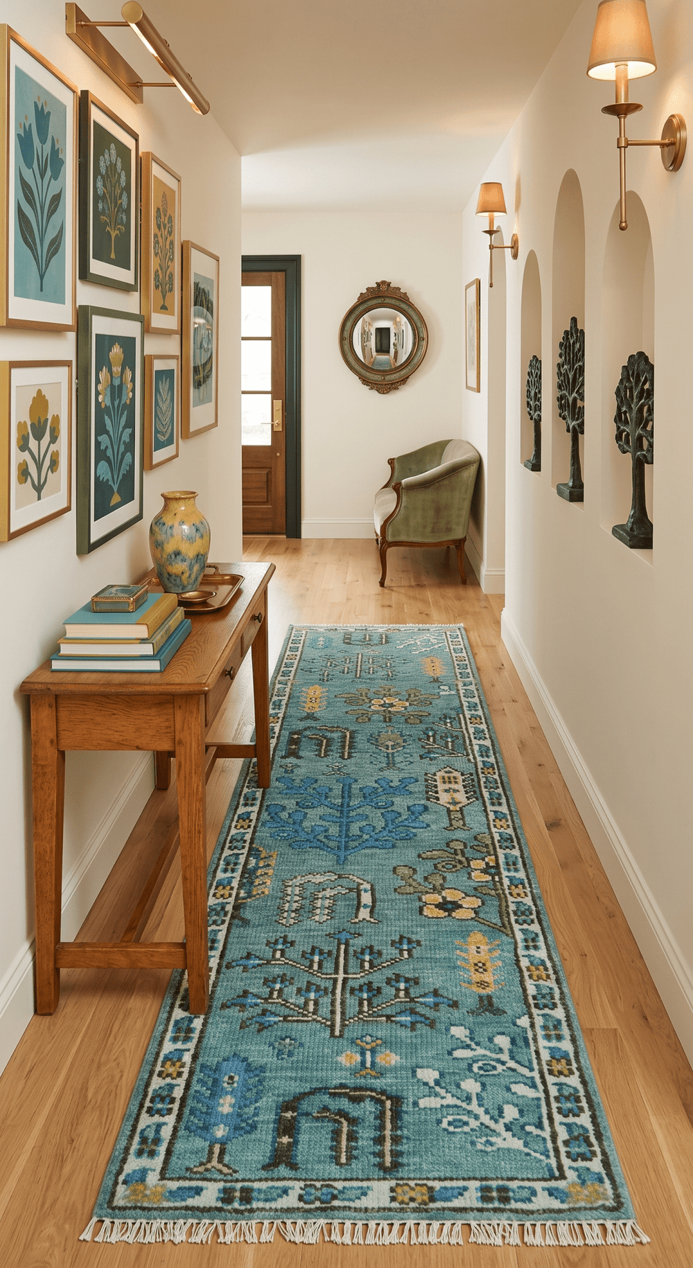 Custom Made Tree of Life Green Hand Knotted Runner Wool Rug - The Rug Decor