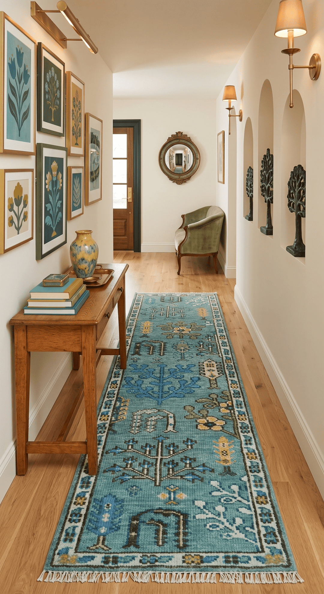 Custom Made Tree of Life Green Hand Knotted Runner Wool Rug - The Rug Decor