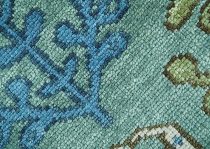 Custom Made Tree of Life Green Hand Knotted Runner Wool Rug - The Rug Decor