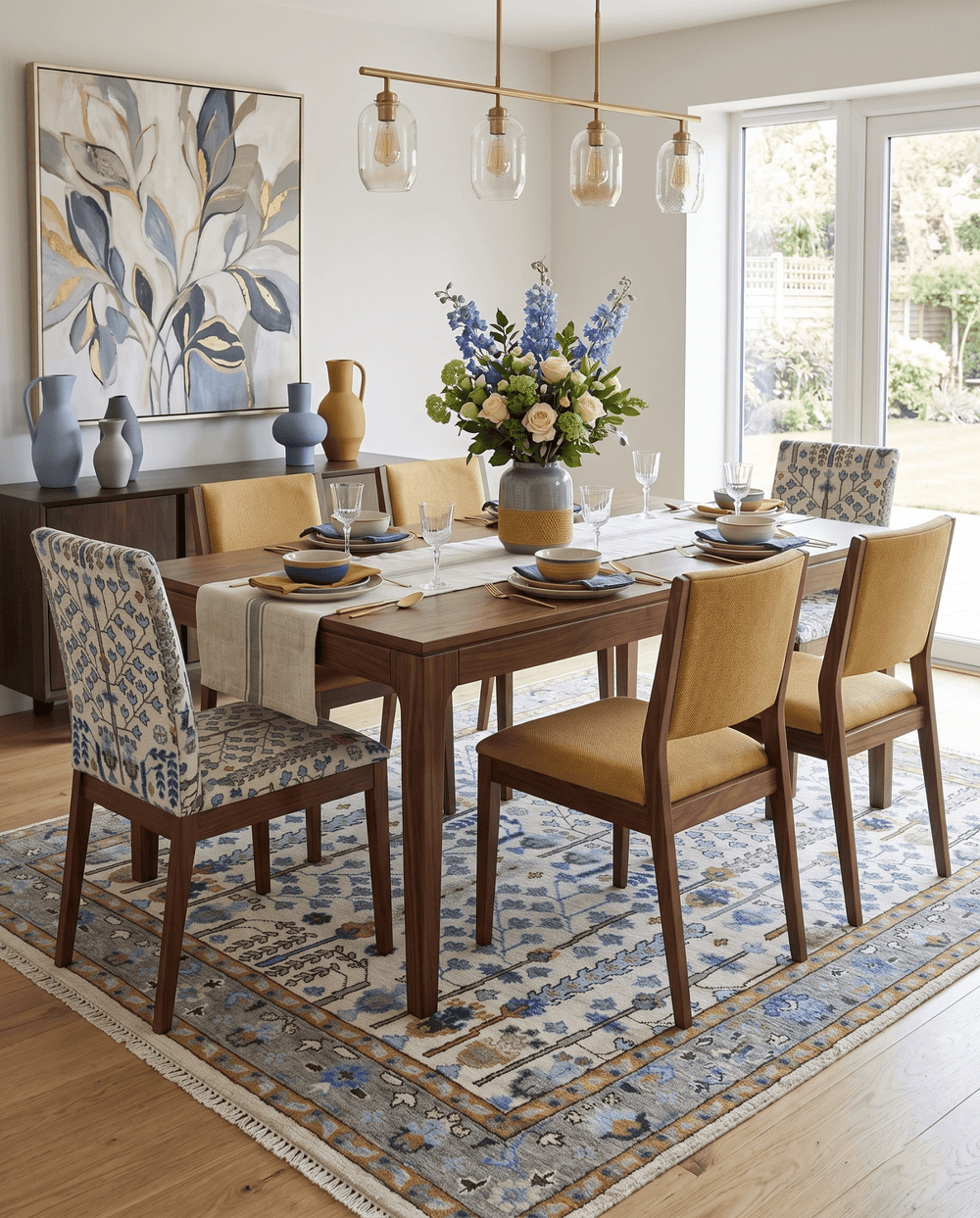 Custom Made Tree of life Hand Knotted Antique Ivory, Blue and Gray Wool area Rug - The Rug Decor