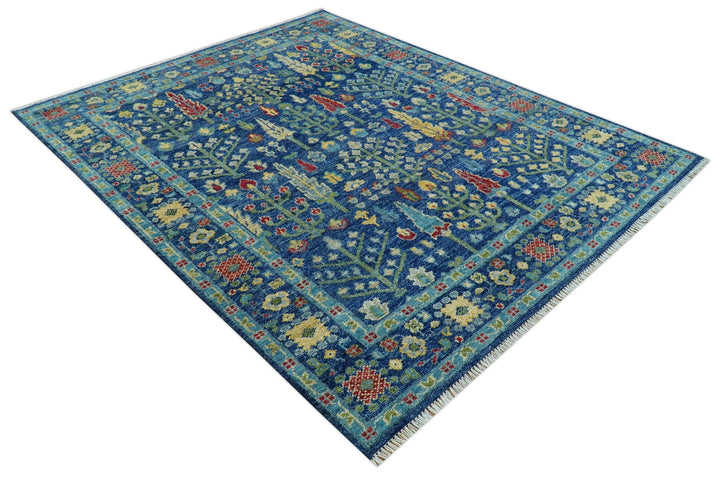 Custom Made Tree of Life Hand Knotted Blue And Beige Traditional Wool area Rug - The Rug Decor
