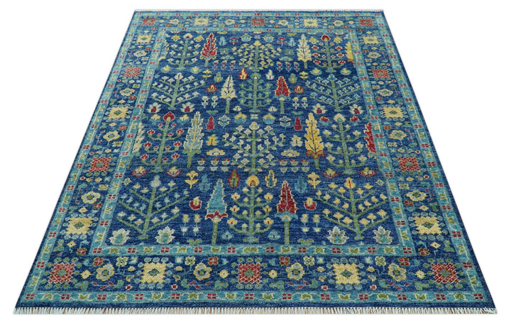 Custom Made Tree of Life Hand Knotted Blue And Beige Traditional Wool area Rug - The Rug Decor