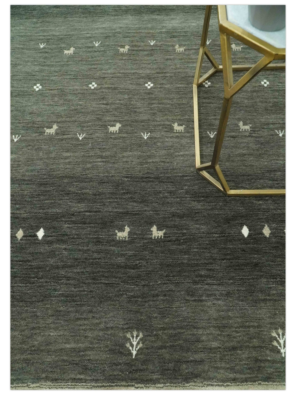 Custom Made Tribal Gabbeh Dark Green wool Area Rug - The Rug Decor