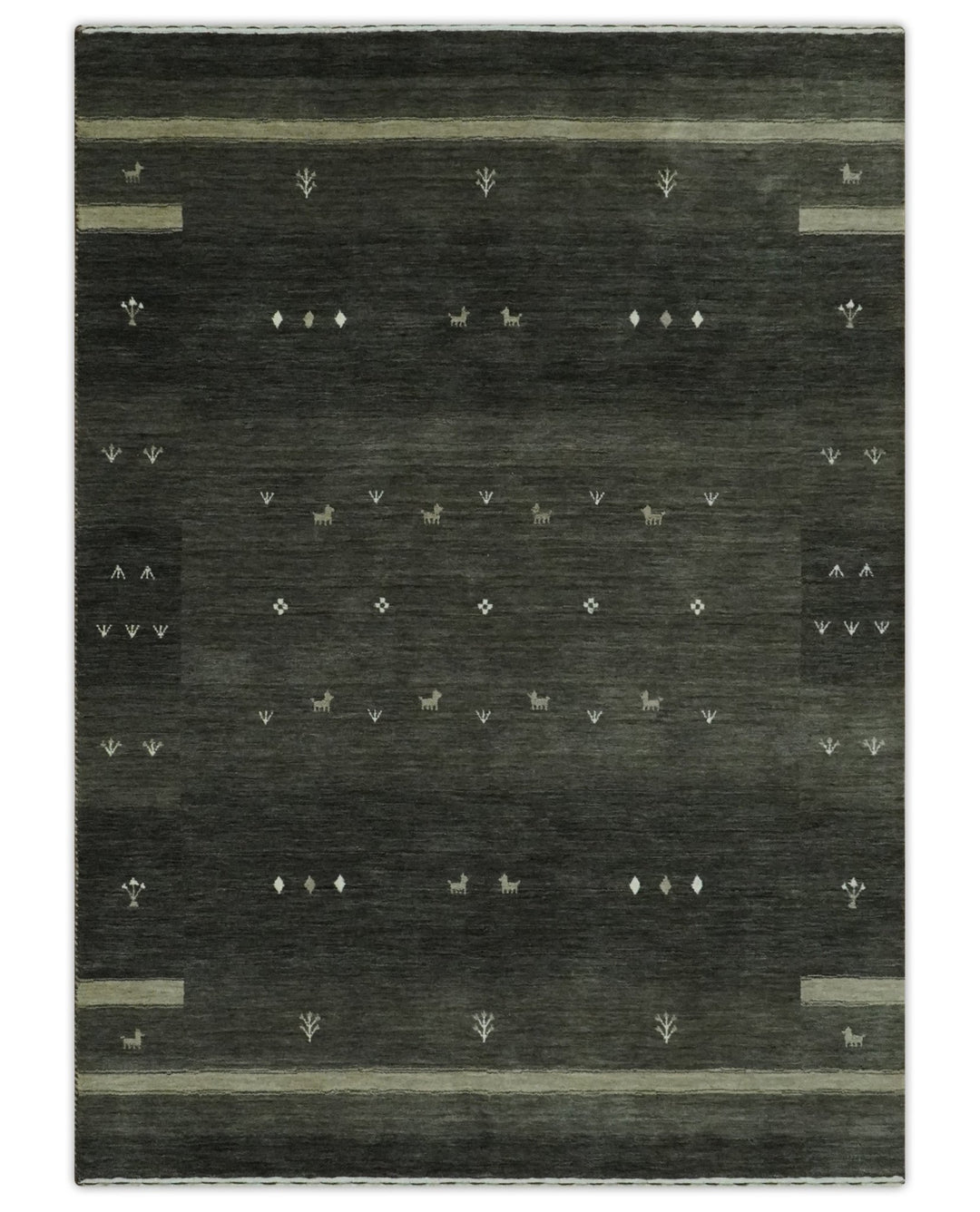 Custom Made Tribal Gabbeh Dark Green wool Area Rug - The Rug Decor