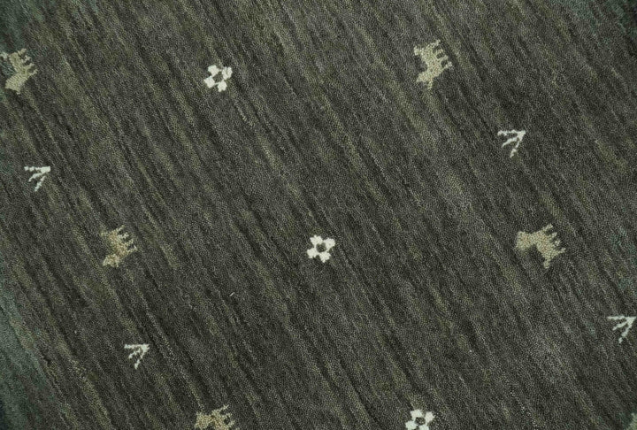Custom Made Tribal Gabbeh Dark Green wool Area Rug - The Rug Decor