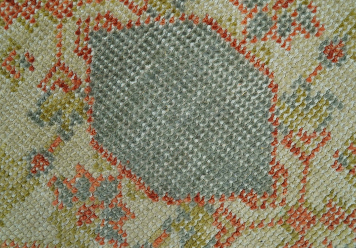 Custom Made Turkish Design Beige and Blue Hand Knotted Wool Rug - The Rug Decor