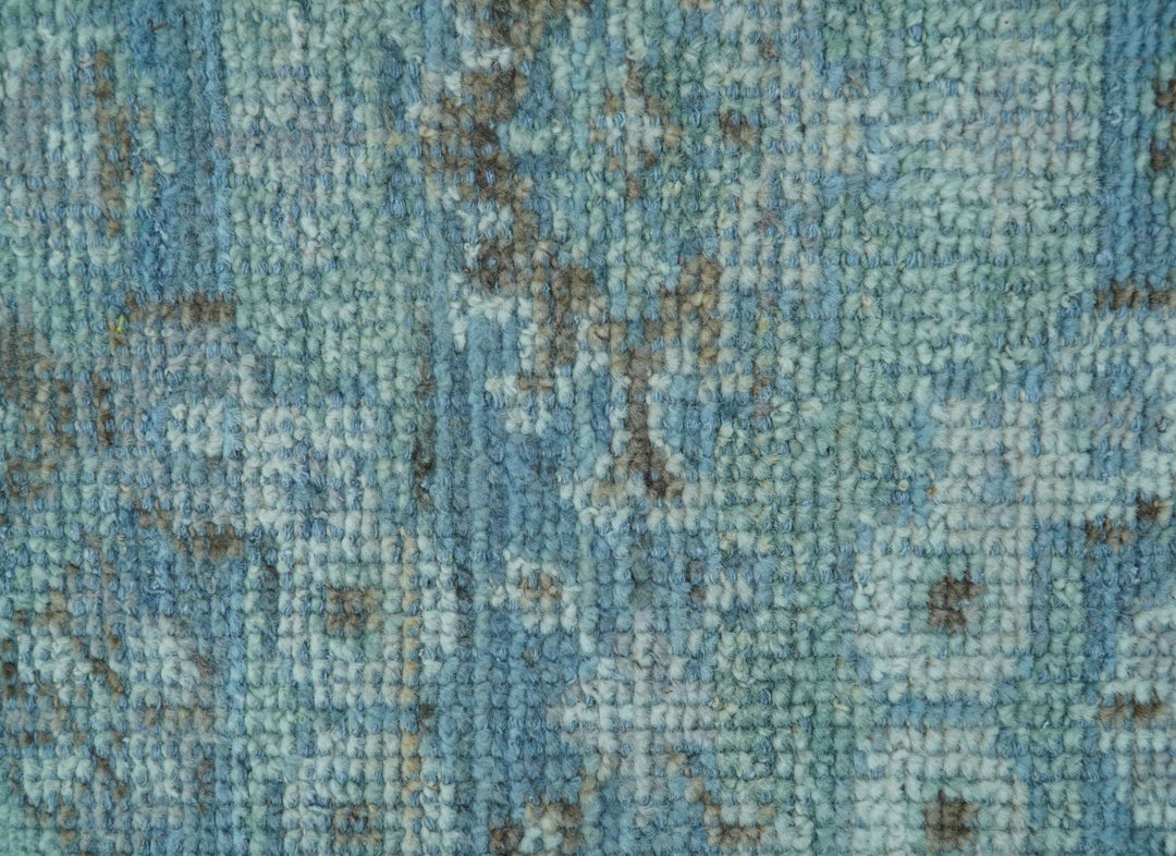 Custom Made Turkish Design Blue And Gray Hand Knotted Afghan Wool Area Rug - The Rug Decor