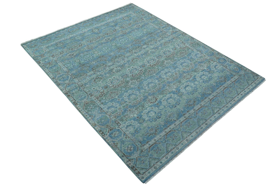 Custom Made Turkish Design Blue And Gray Hand Knotted Afghan Wool Area Rug - The Rug Decor