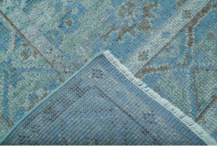 Custom Made Turkish Design Blue And Gray Hand Knotted Afghan Wool Area Rug - The Rug Decor