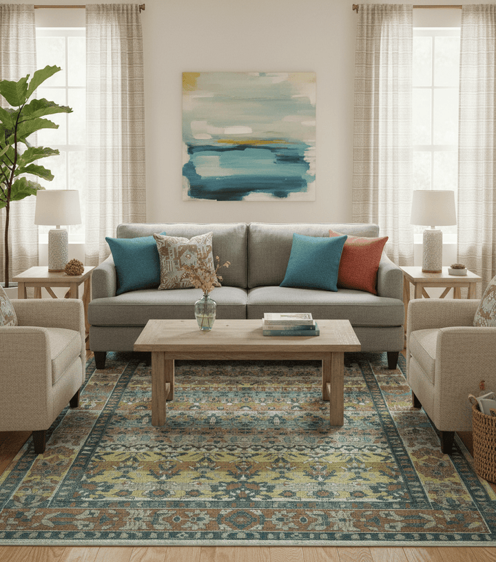 Custom Made Turkish Design Multi color Hand Knotted Wool Rug - The Rug Decor