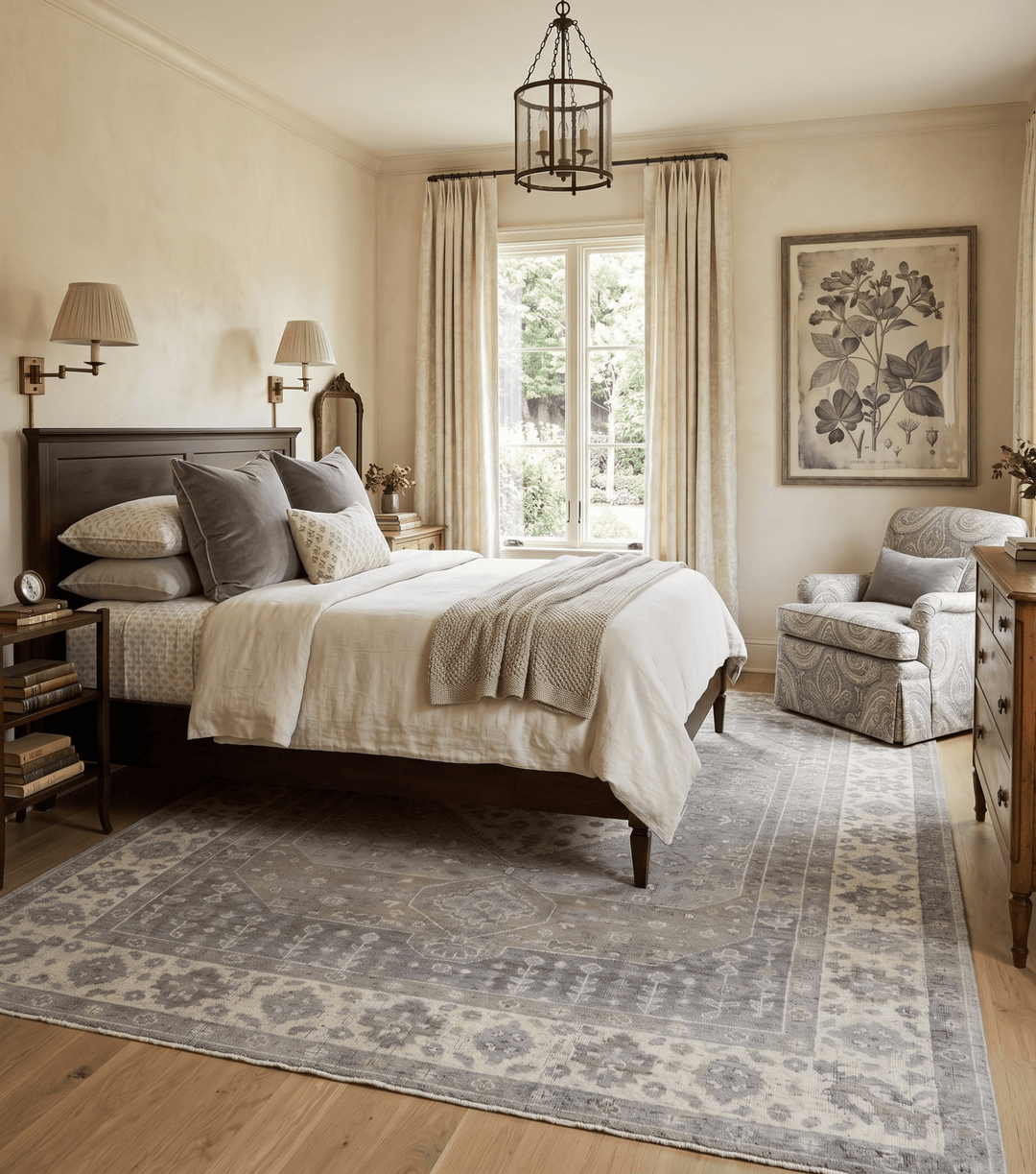 Custom Made Vintage Distressed Hand Knotted Serapi Gray and Beige Wool Area Rug - The Rug Decor