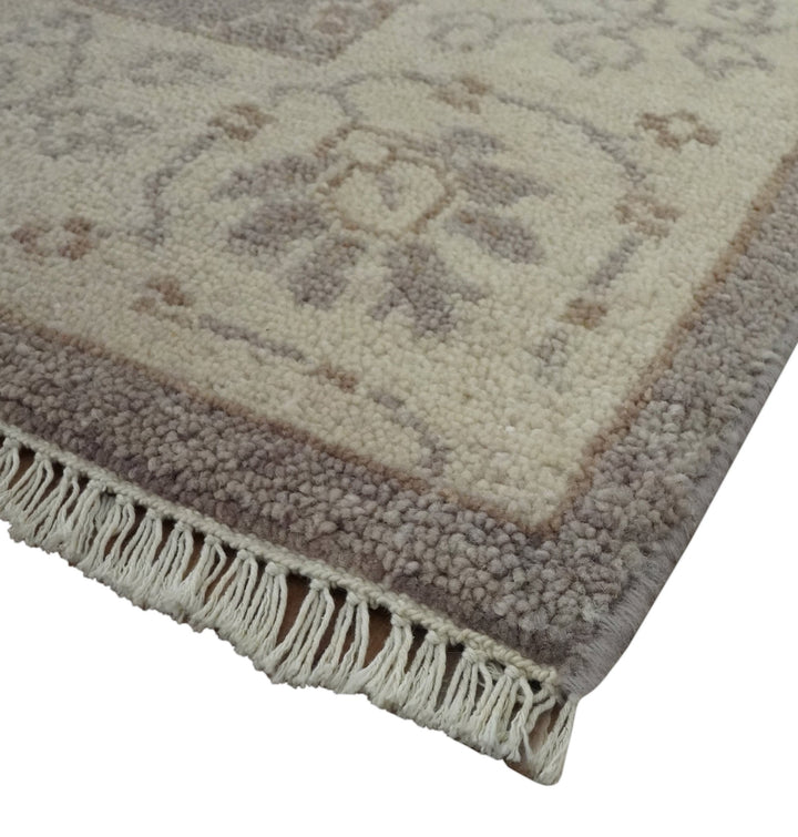 Custom Made Vintage Style Tree of life Brown And Beige Hand Knotted Wool Rug - The Rug Decor