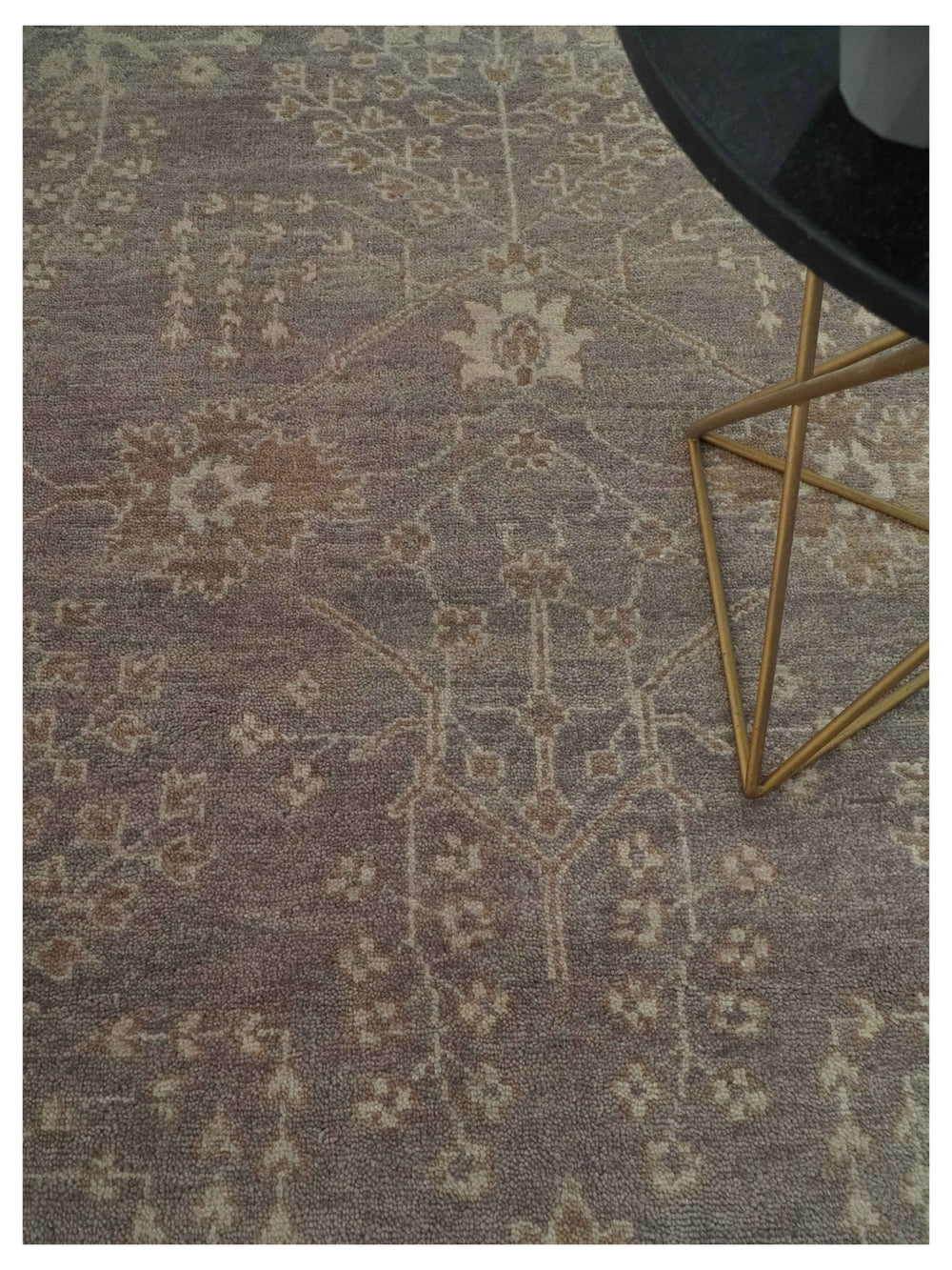 Custom Made Vintage Style Tree of life Brown And Beige Hand Knotted Wool Rug - The Rug Decor