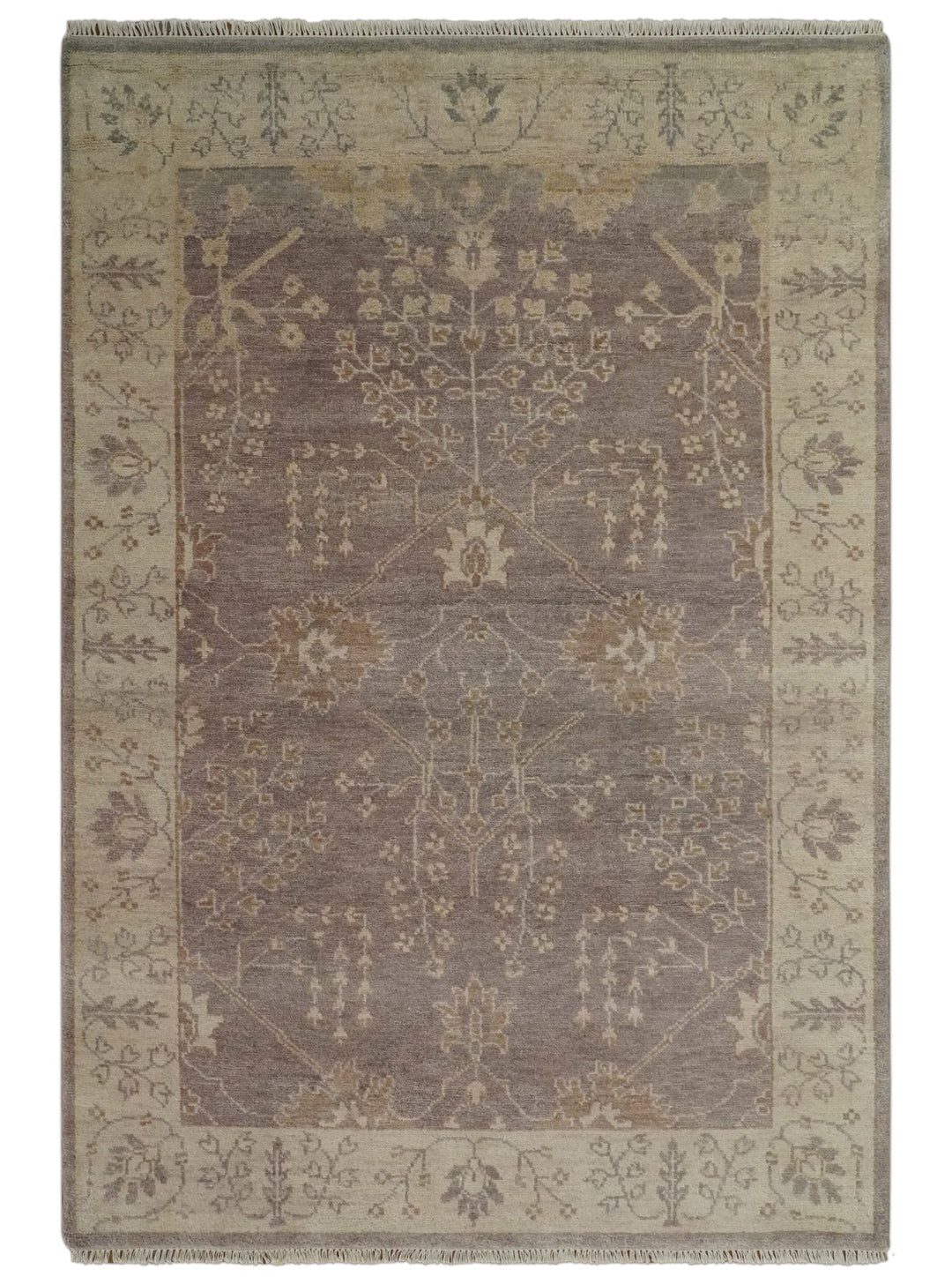 Custom Made Vintage Style Tree of life Brown And Beige Hand Knotted Wool Rug - The Rug Decor