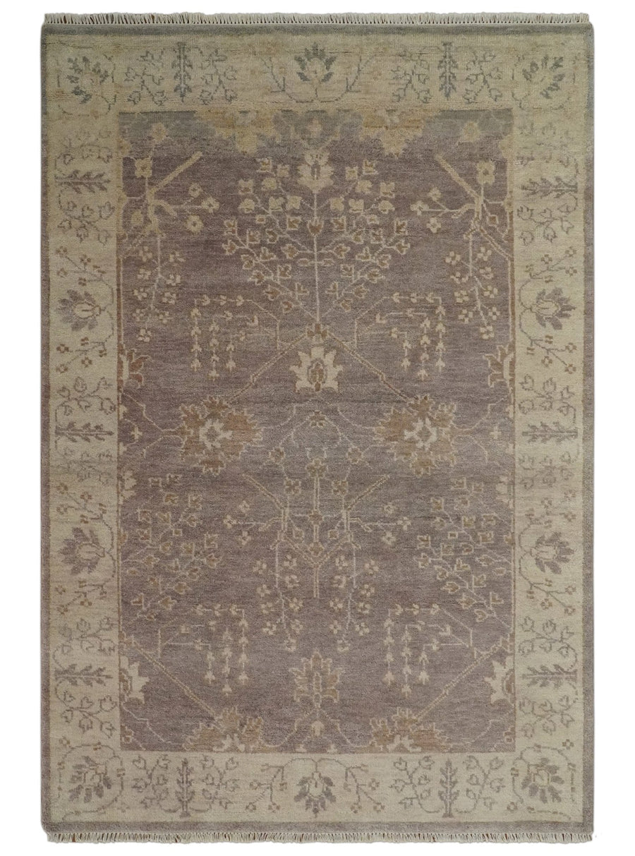 Custom Made Vintage Style Tree of life Brown And Beige Hand Knotted Wool Rug - The Rug Decor