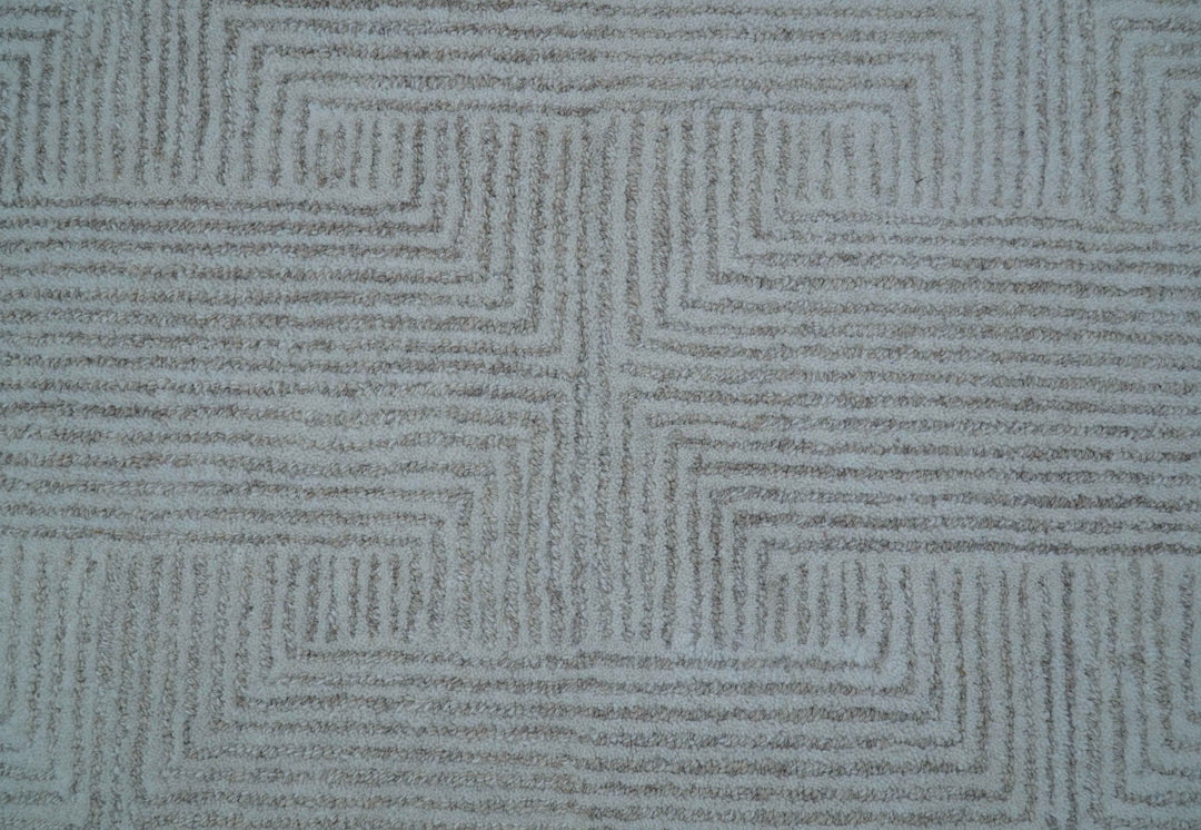 Custom Made White Beige Modern Style Hand Tufted Wool Area Rug - The Rug Decor