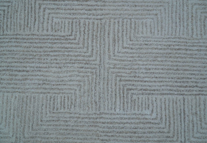 Custom Made White Beige Modern Style Hand Tufted Wool Area Rug - The Rug Decor