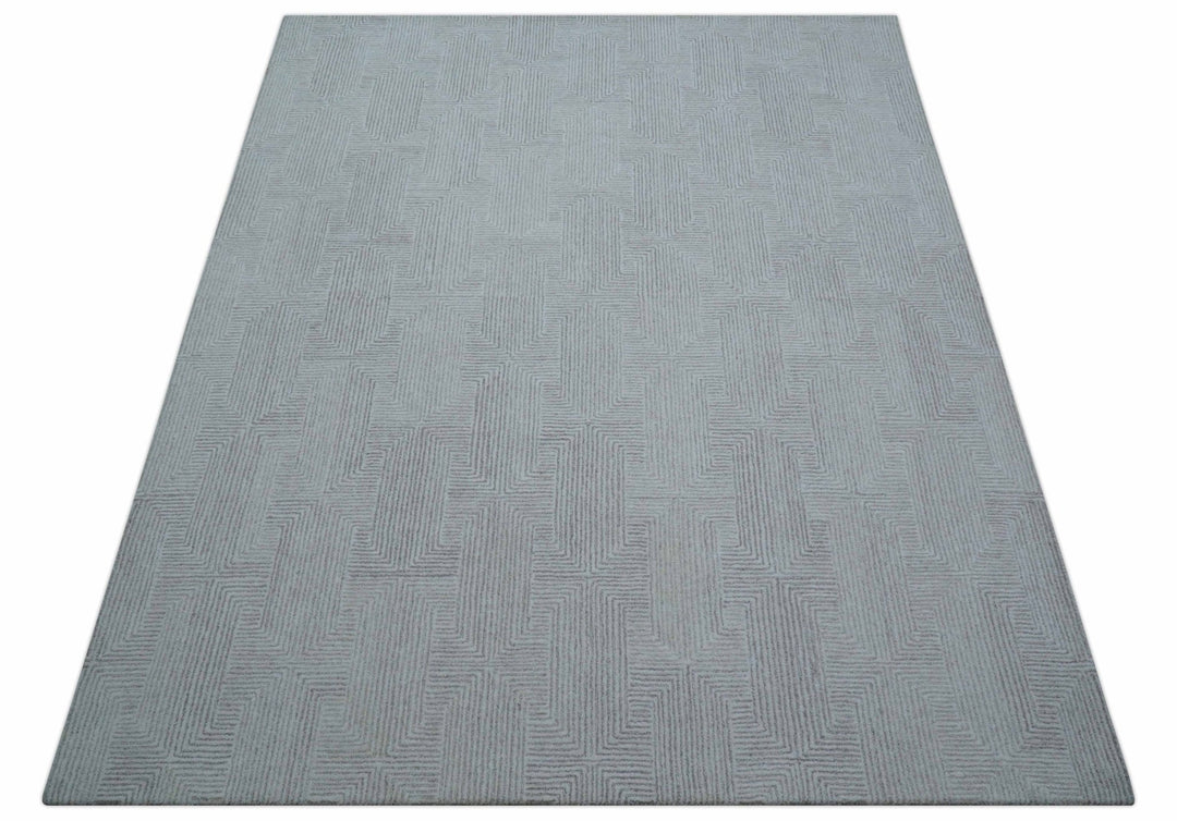 Custom Made White Beige Modern Style Hand Tufted Wool Area Rug - The Rug Decor