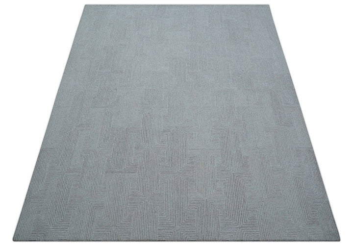 Custom Made White Beige Modern Style Hand Tufted Wool Area Rug - The Rug Decor