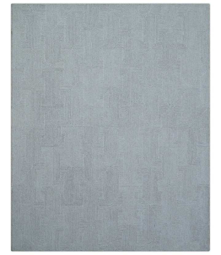 Custom Made White Beige Modern Style Hand Tufted Wool Area Rug - The Rug Decor